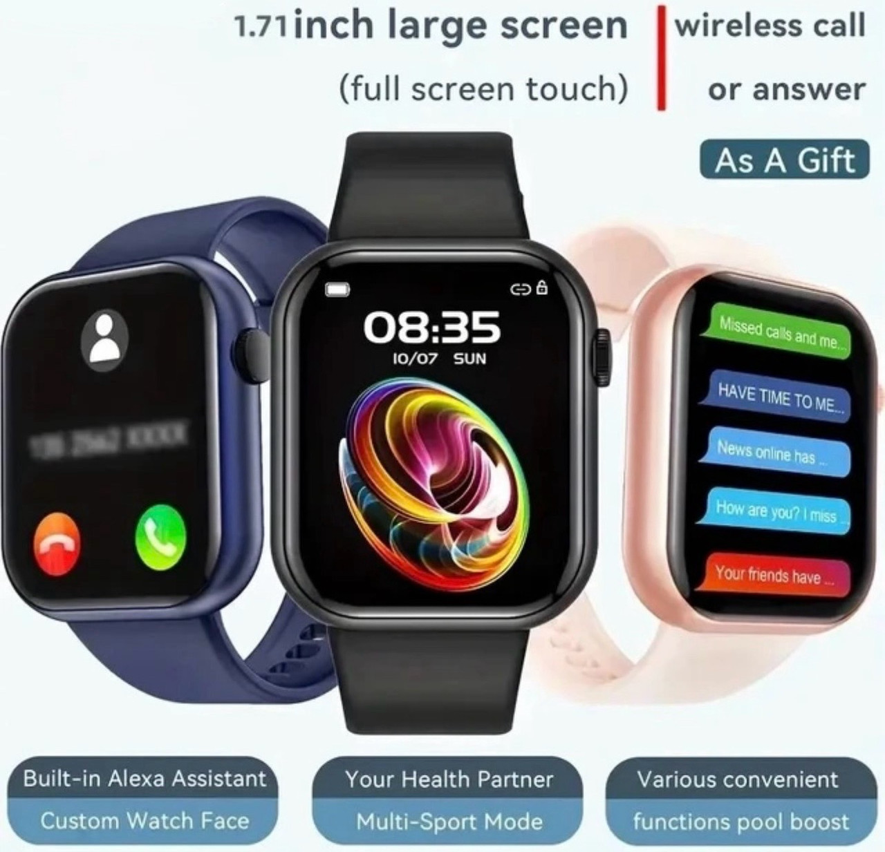 Смарт годинник Smart Watch I9 Pro Max Black, 1.68" Bluetooth 240*280, розумний годинник чорний - Зображення 3
