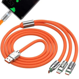 Кабель для швидкого заряджання 3 в 1, iOS + Type-C + Micro, 1.2 м, для iPhone, Samsung, Huawei, Xiaomi,120 Вт, 6 А потужний