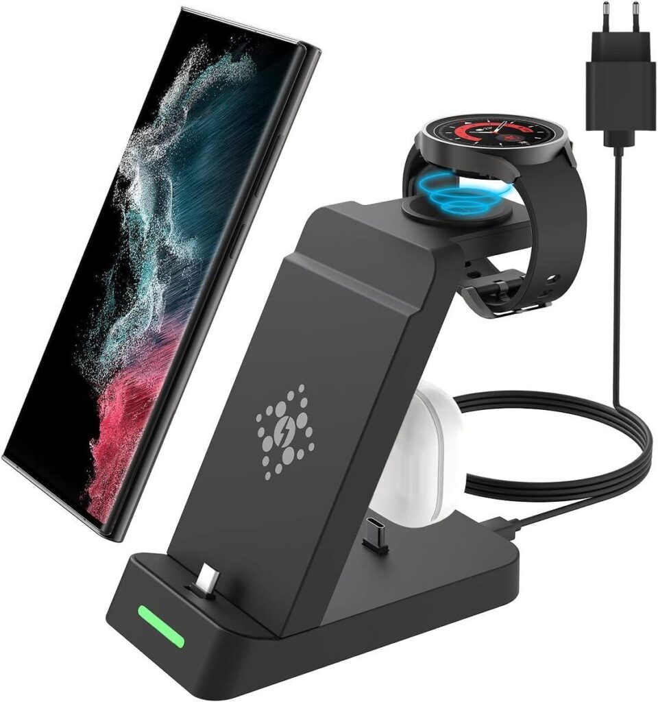Станція швидкої бездротової зарядки 3 в 1, док-станція для Samsung/Galaxy Watch/Bluetooth Earbuds Type-C довговічний