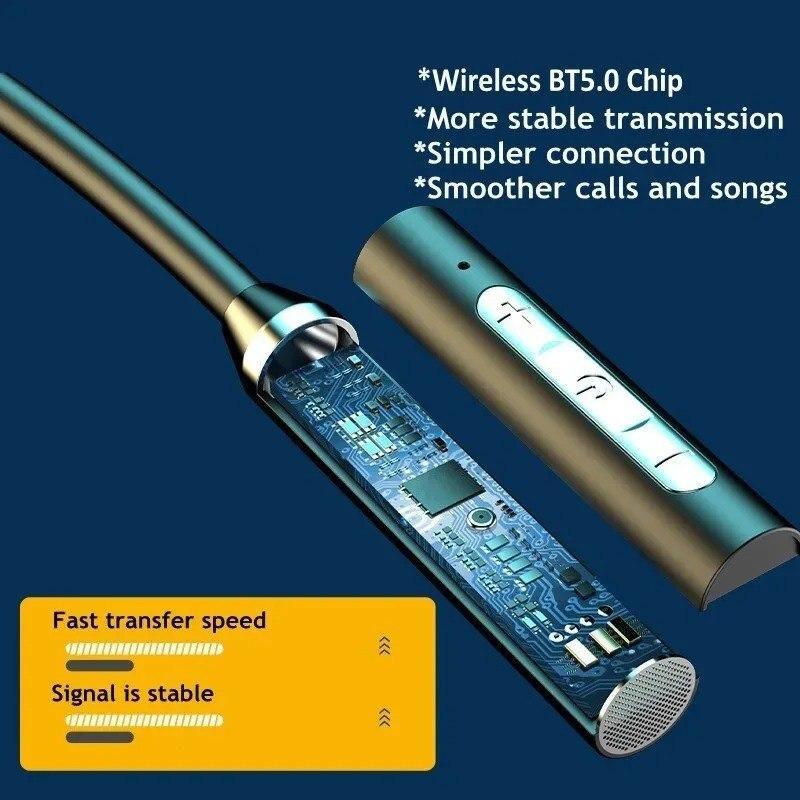 Бездротові навушники Bluetooth 5.0 з шийним ободом, силіконові навушники Hifi 9D, стереогарнітура для спорту - Зображення 5
