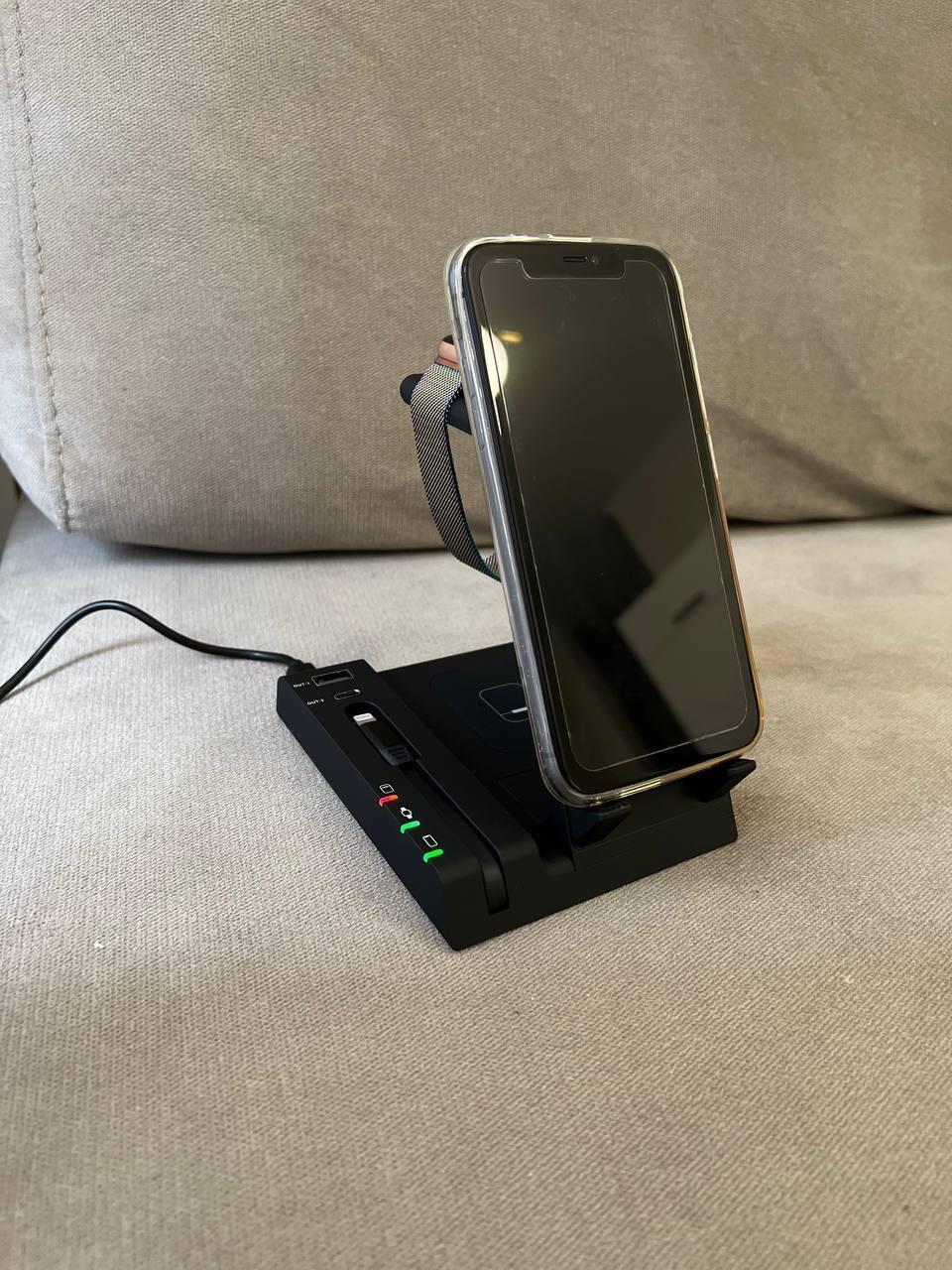 Док-станція 6-в-1 Wireless Charging Station бездротова зарядка для iPhone/iWatch/AirPods (T-3) Black - Зображення 2