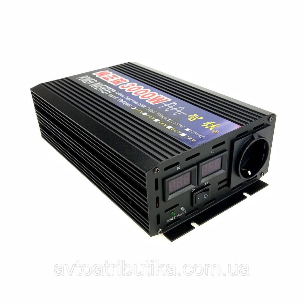 Інвертор з 12V на 220 V 3000 W чистий синус перетворювач