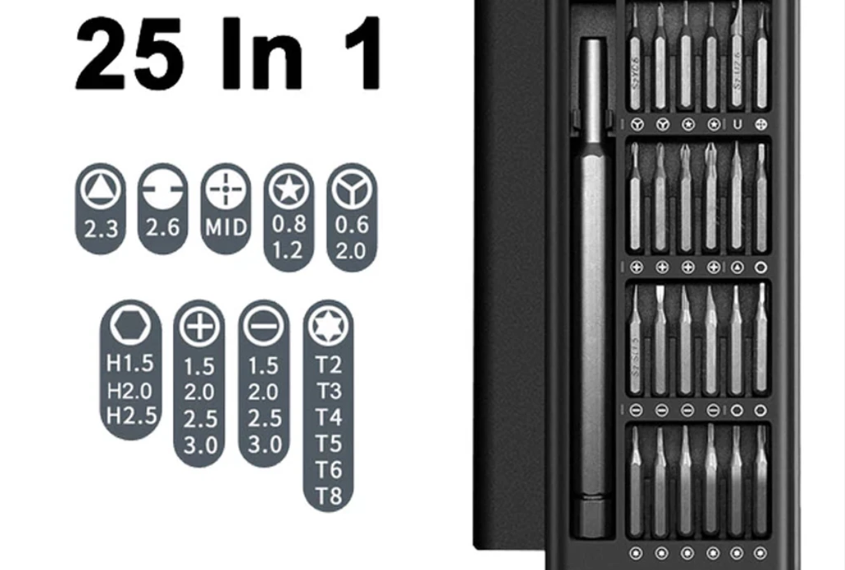 Набір викруток 25 в 1 з магнітними бітами Phillips Torx із шестигранною точністю, розбірний мінікейс premium стандарт