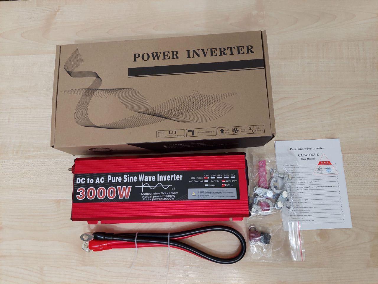 Інвертор з 12V на 220 V 3000 W чистий синус перетворювач Pure Sine Wave Inverter - Зображення 2