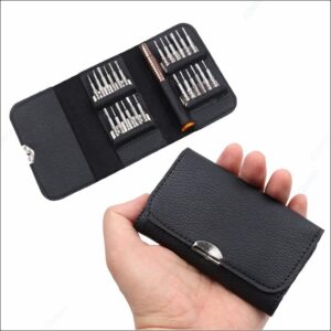 Набір викруток 25 в 1 з магнітними бітами Phillips Torx із шестигранною точністю, шкіряний мінікейс довговічний