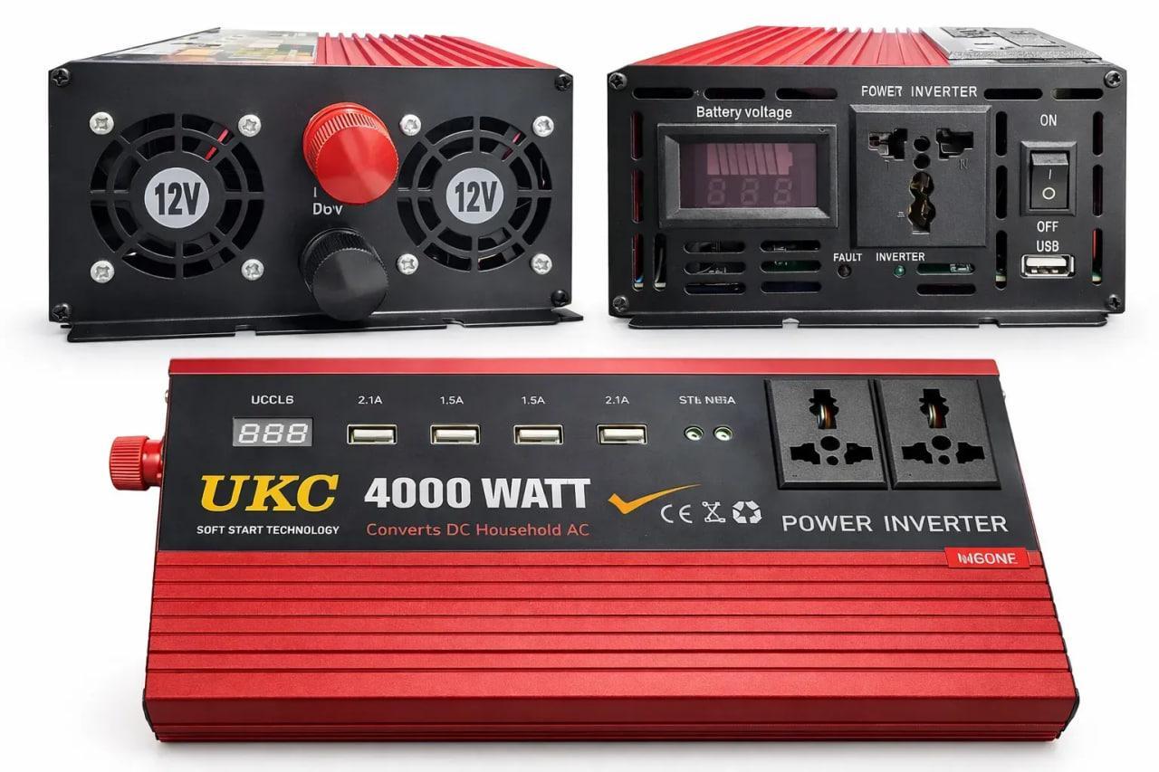 Інвертор з 12V на 220V 4000 W чистий синус перетворювач