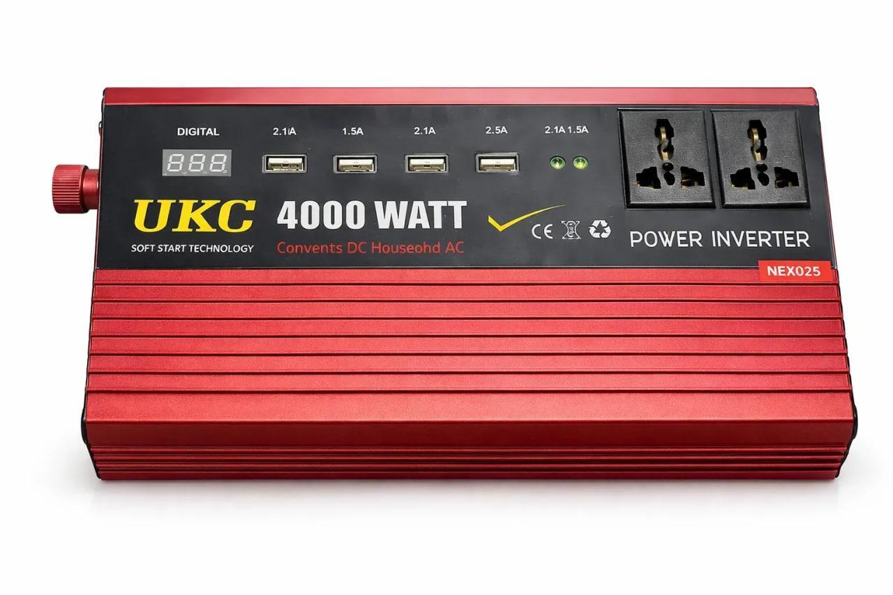 Інвертор з 12V на 220V 4000 W чистий синус перетворювач - Зображення 2