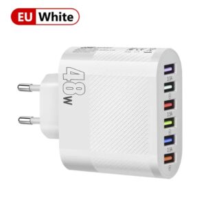 Зарядний блочок 48 Вт 6 портів USB зарядний пристрій QC3.0 швидка зарядка 6в1 надійний